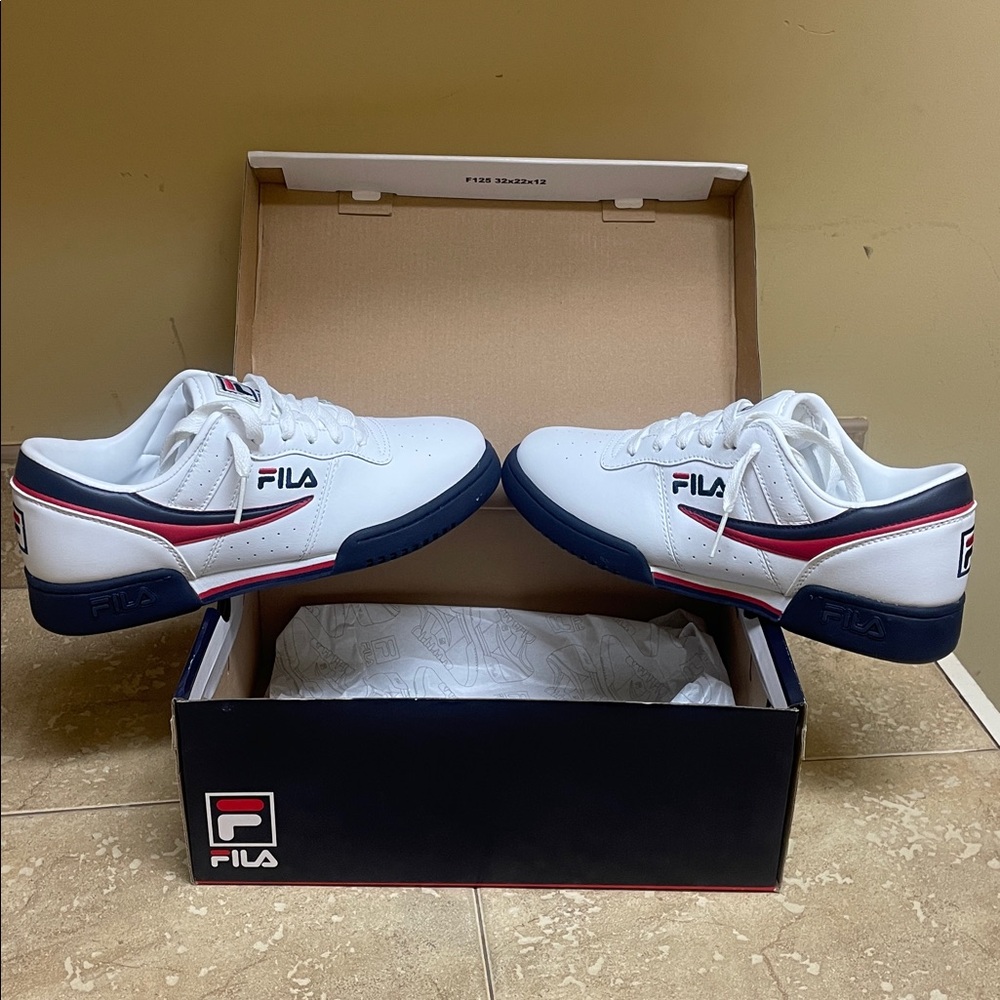 Fila White and Blue Athletic Shoes
